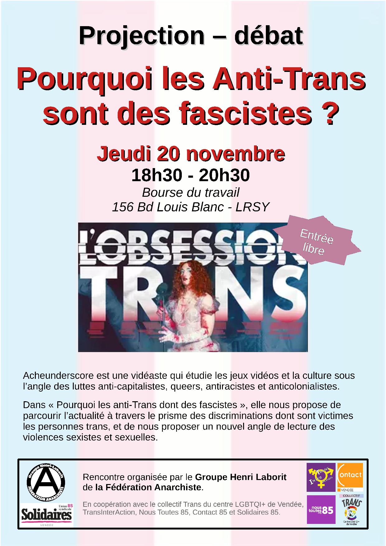 Projection débat - Pourquoi les anti-trans sont des fascistes [#TDoR]
