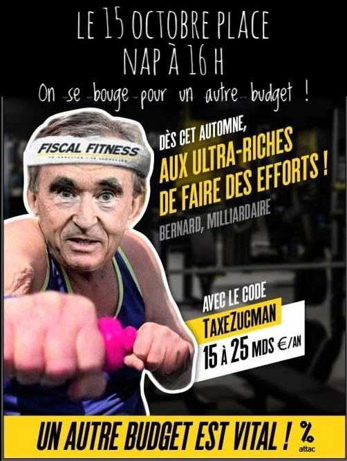 Rassemblement fiscal fitness - On se bouge pour un autre budget - Un autre budget est vital !