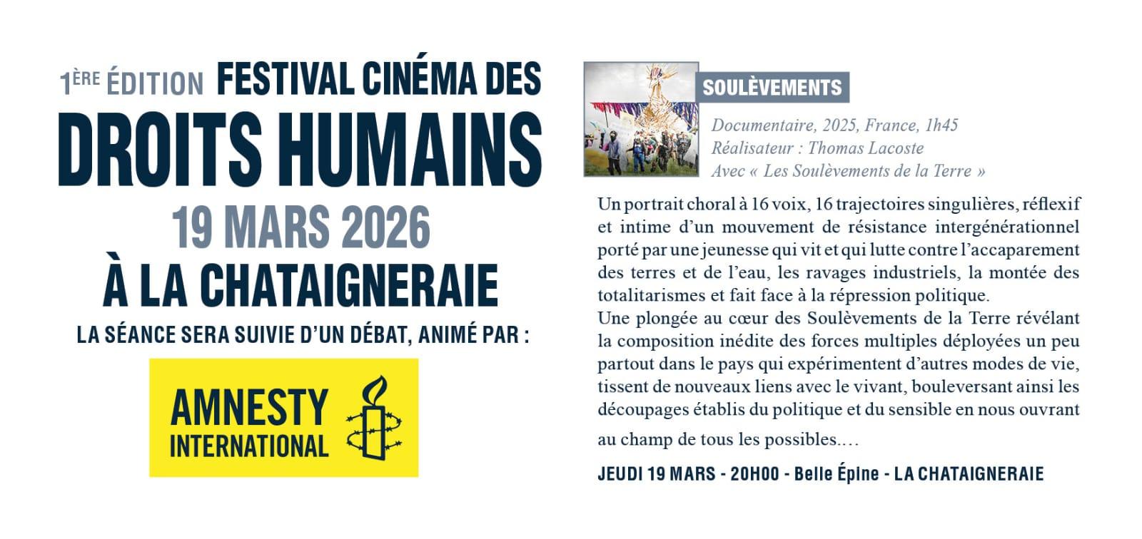 Projection Film Soulèvements - Belle Epine - La Chataigneraie - 20h par Amnesty International