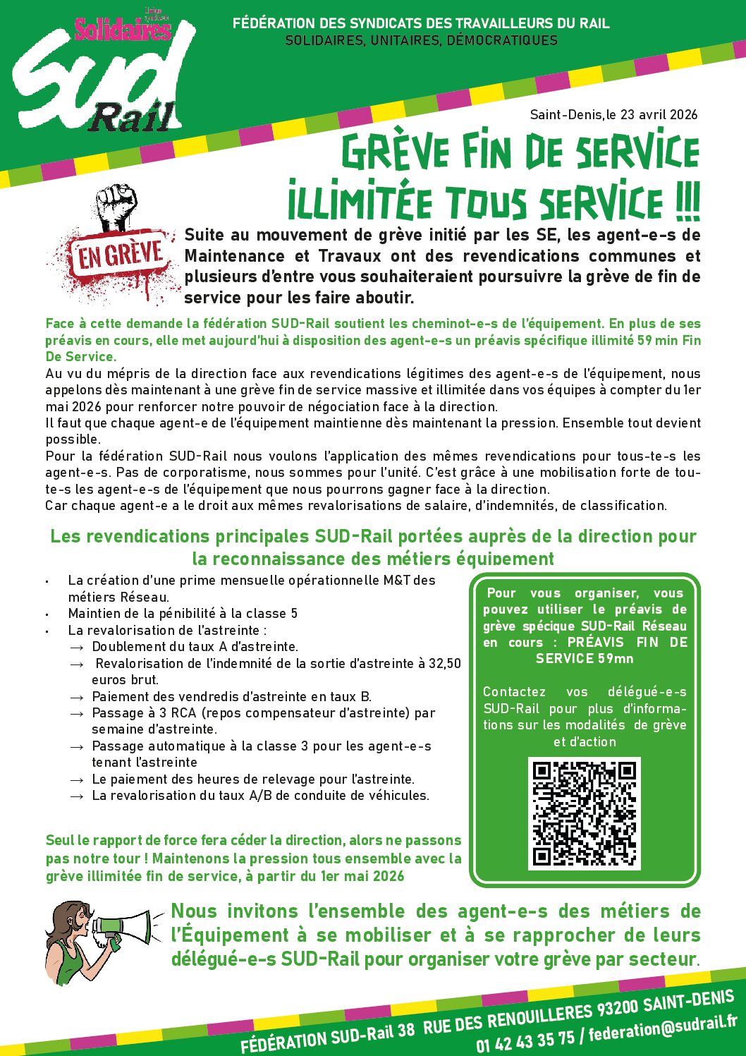 10 Juin : Appel à la grève dans le rail !