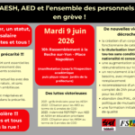 En grève le mardi 9 juin avec les AESH-AED RDV 10h Place Nap LRSY